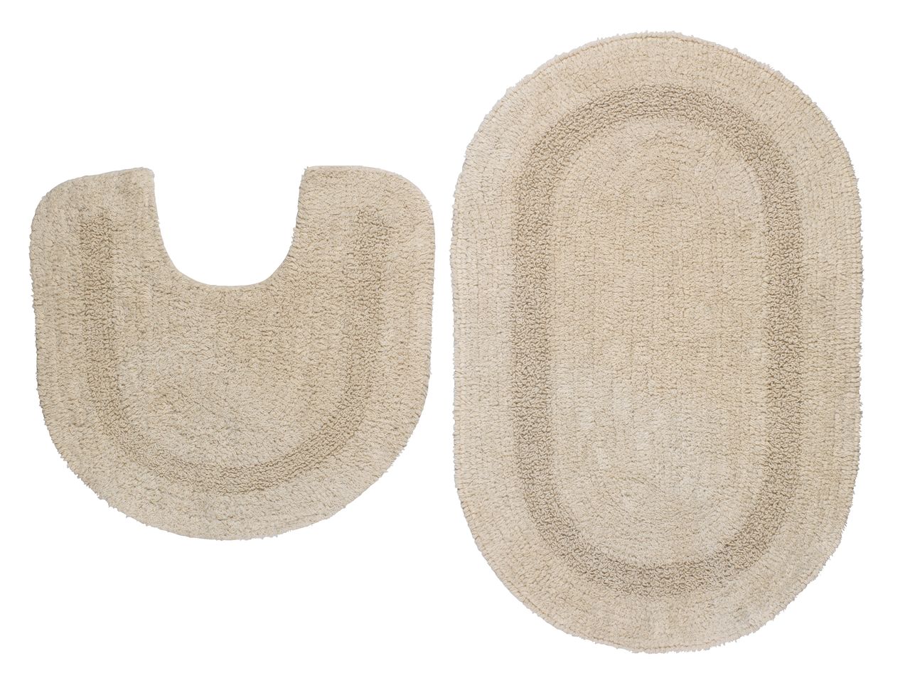 Set 2 tappeti bagno beige in cotone tappeto rettangolare e