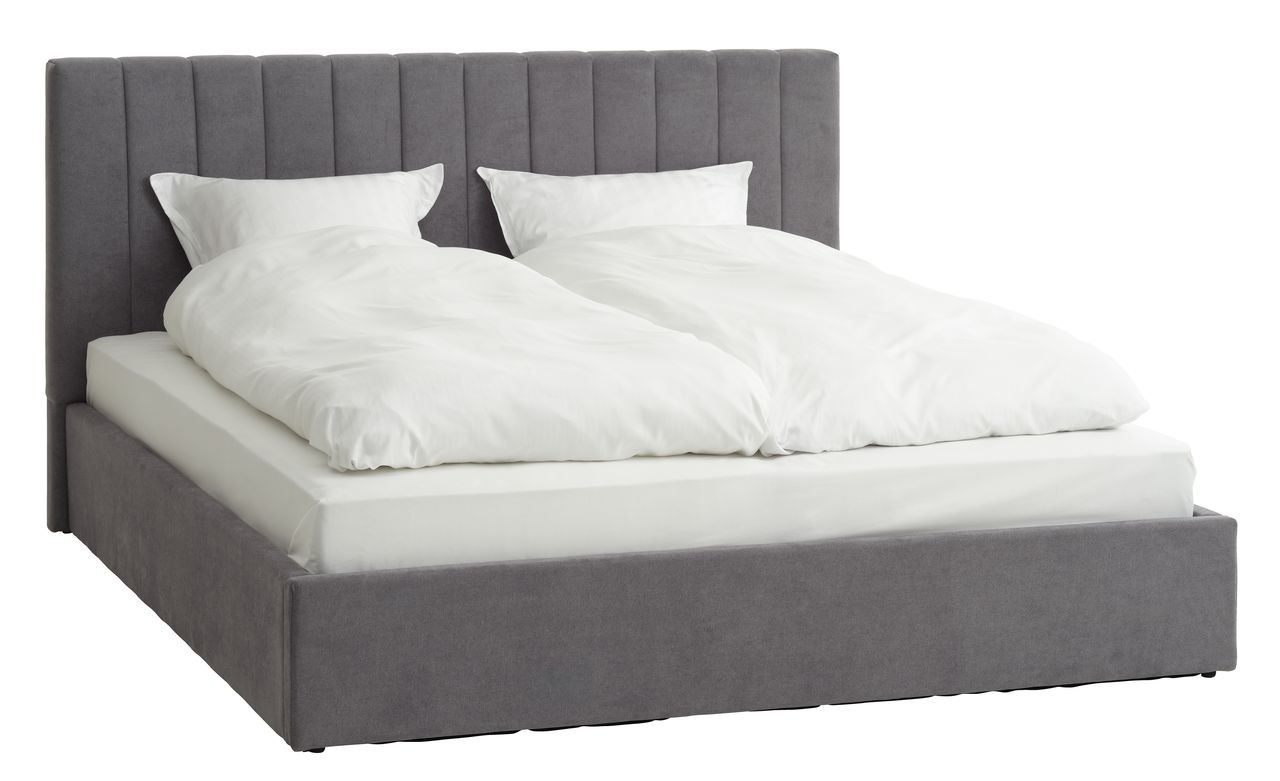 Bedframe HASLEV 180x200 opbergruimte donkergrijze stof JYSK