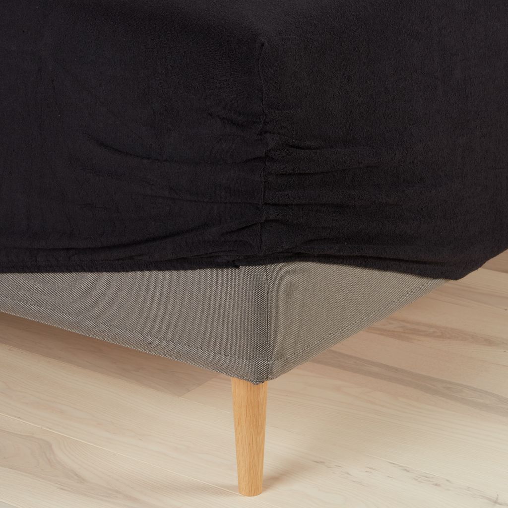 Hoeslaken badstof 90x200x35 zwart JYSK