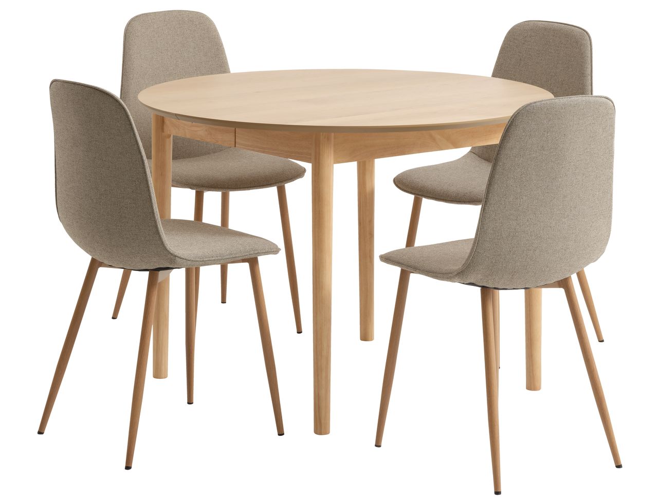 MARSTRAND Ø110 Tisch Eiche + 4 BISTRUP Stühle sand JYSK