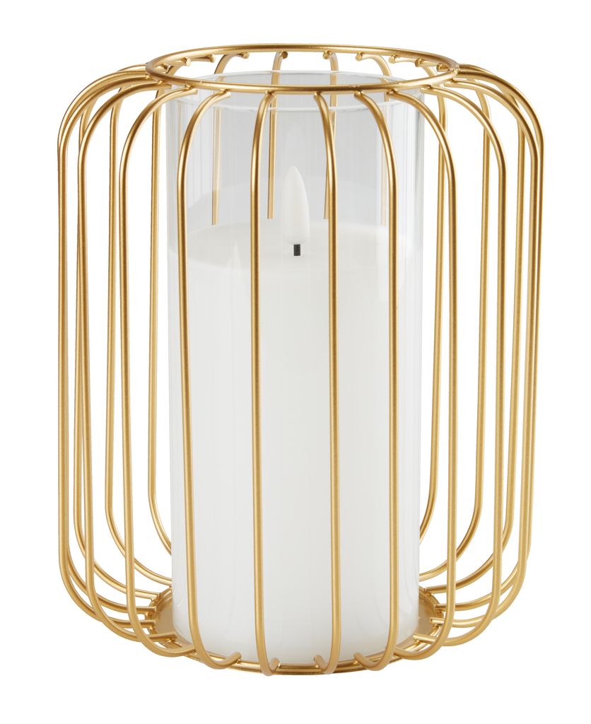 Windlicht KRESTER Ø15xH18cm goud met LED JYSK