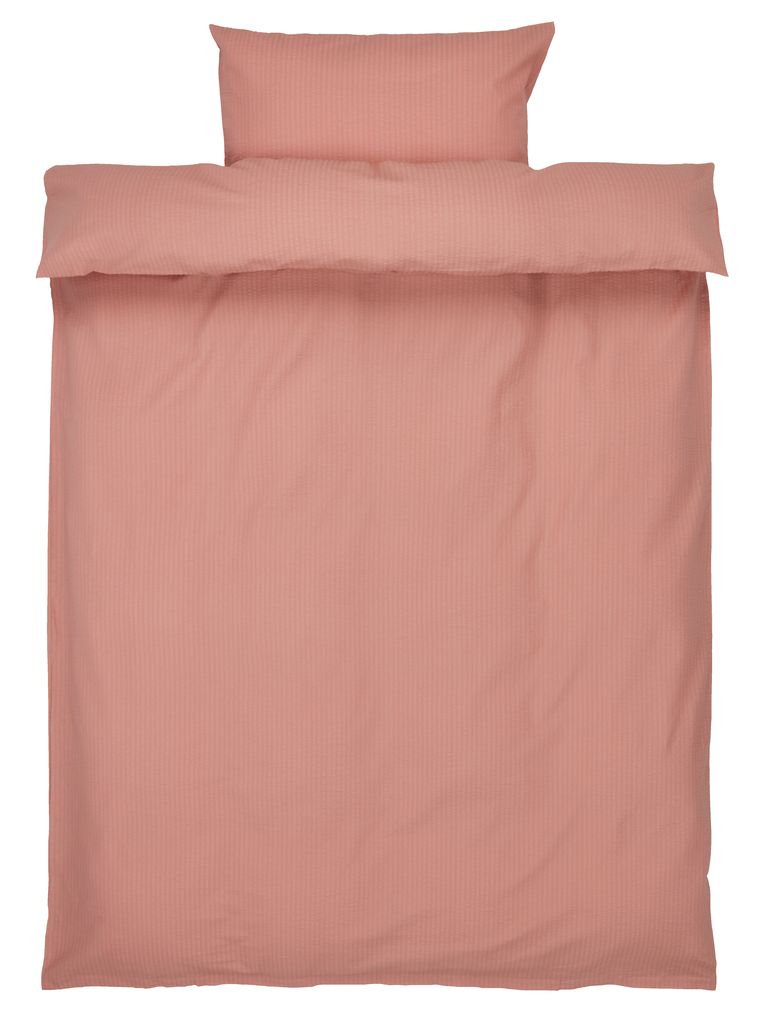 Seersucker duvet cover set TINNE Single dusty rose JYSK