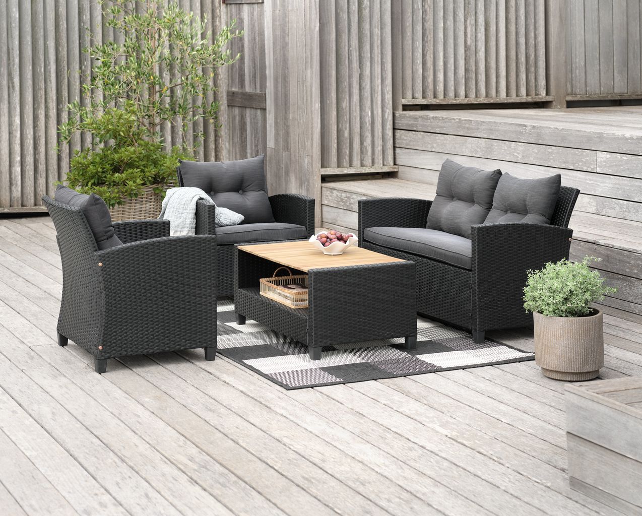 Set jardín VEN 4 plazas negro JYSK