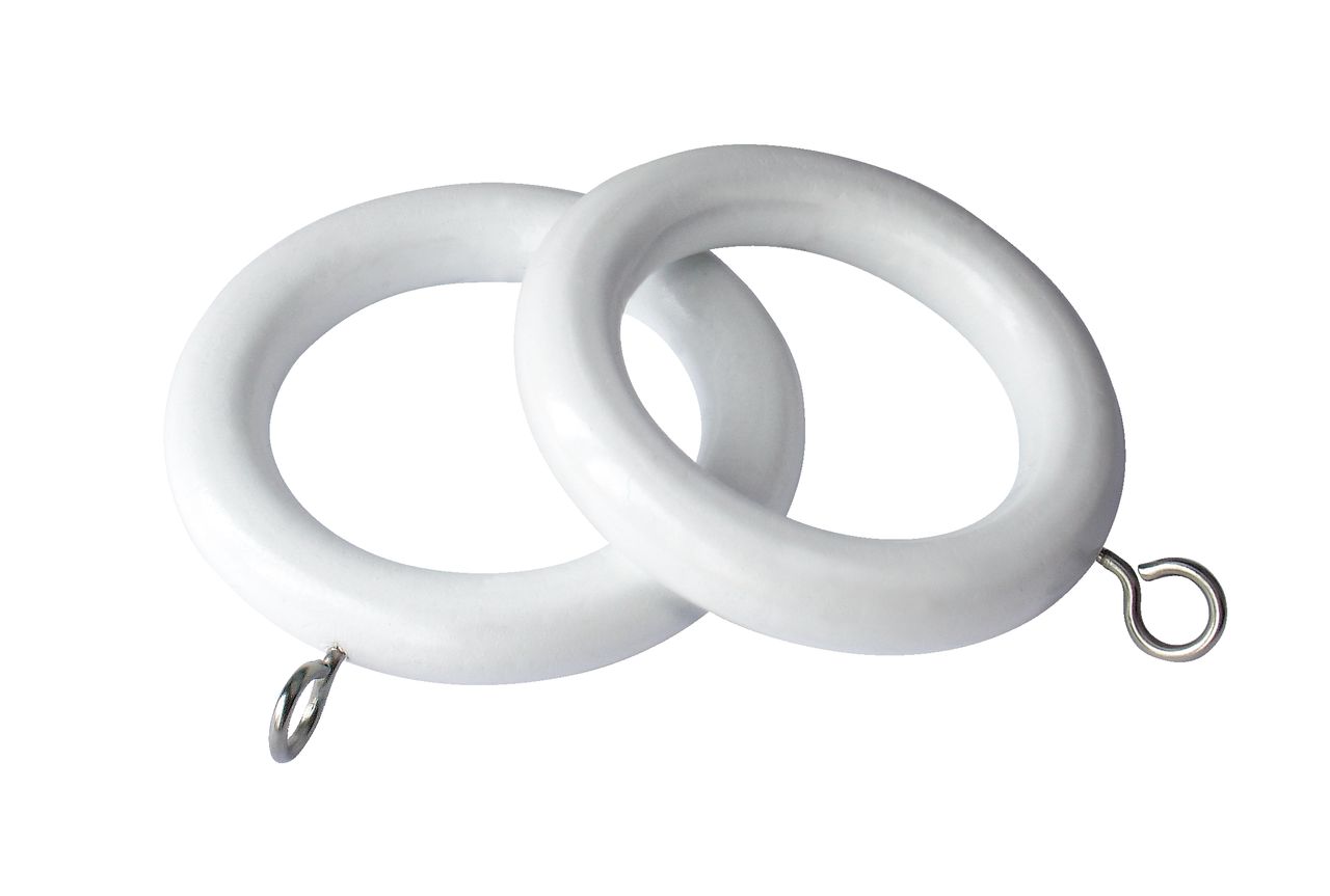 Curtain Rings 28mm Wood White 6 Pack Jysk