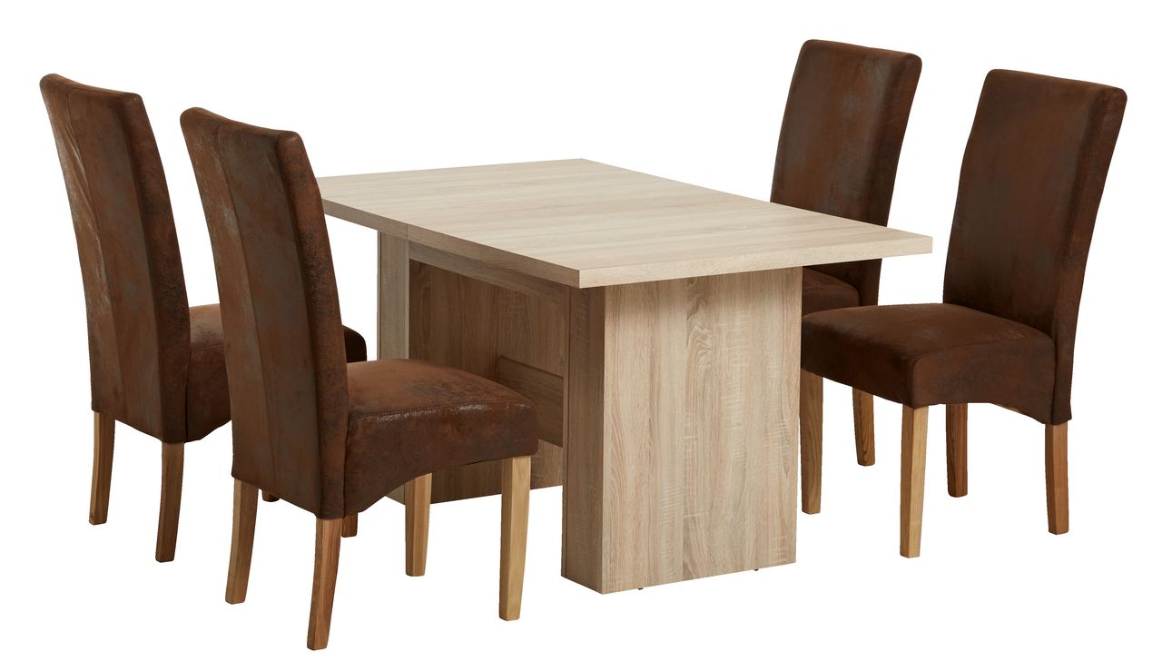 Tafel OLSKER + 4 stoelen BORUP bruin JYSK