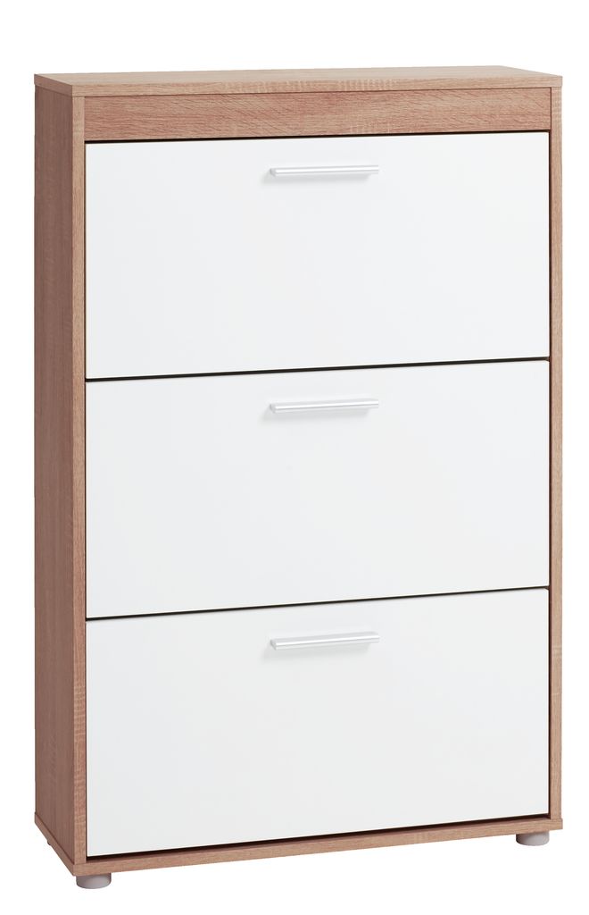 Szafka na buty BIRKELSE 3 półki dąb/biał JYSK