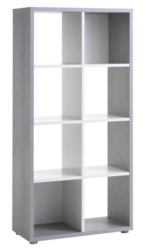 Room divider HALDAGER 8 shelves concrete/wh JYSK
