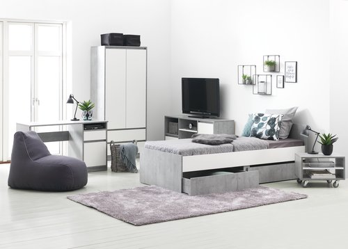 Krevet + prostor za odlaganje BILLUND 90x200 bijela/beton