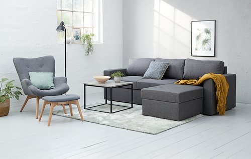Sofa bed chaise longue MARSLEV grey