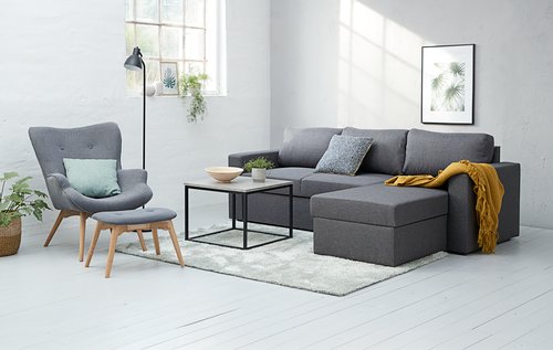 Interface Bebé sofa w/ chaise longue, right, grey Muru 470 - oak