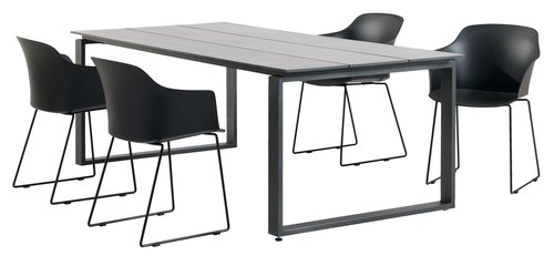 KOPERVIK H215 asztal szürke + 4 SANDVED szék fekete