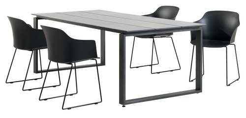 KOPERVIK L215 table grey + 4 SANDVED chair black