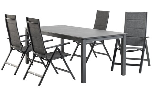 MOSS Μ214/315 τραπέζι γκρι + 4 MYSEN καρέκλες γκρι