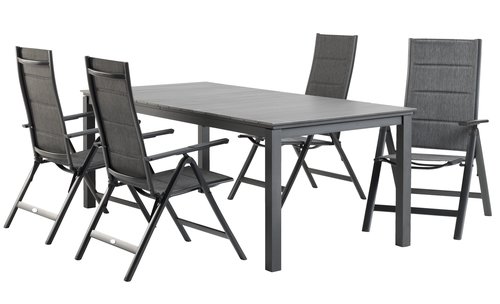 MOSS C214/315 mesa + 4 MYSEN cadeira cinzento