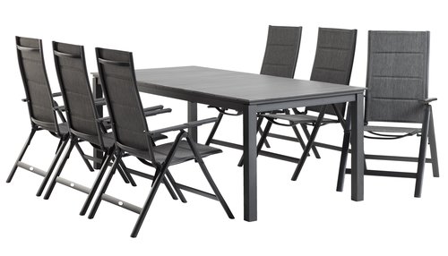 MOSS H214/315 asztal szürke + 4 MYSEN szék szürke
