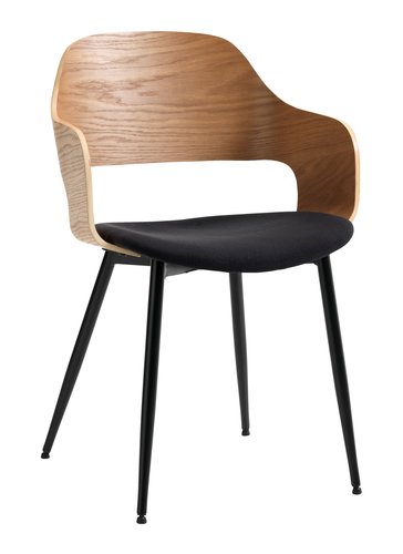 Dining chair HVIDOVRE oak/black fabric