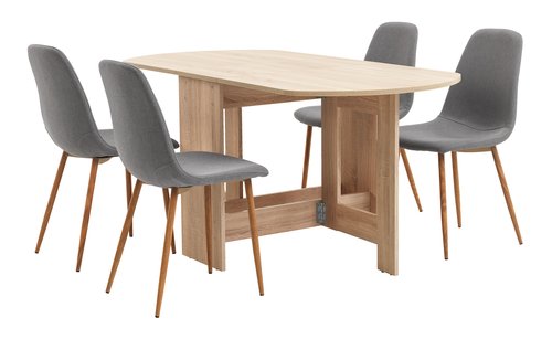 OBLING D163 stôl dub + 4 JONSTRUP sivá/dub
