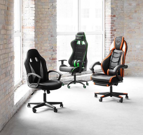 Krzesło gamingowe HARLEV czarny/szary skóra ekologiczna