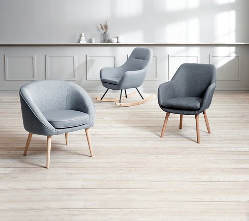Armchair UDSBJERG grey fabric/oak | JYSK