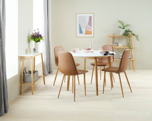 Eettafel JEGIND Ø105cm wit/naturel |