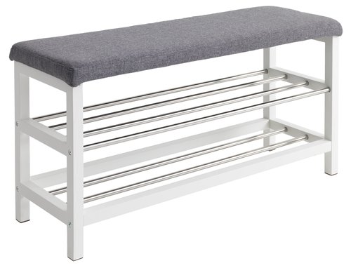 Bench EGESKOV with shoe shelves steel/white