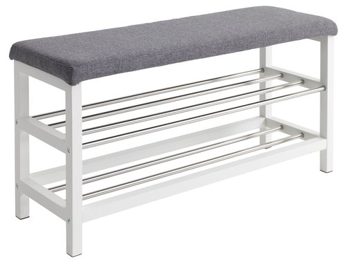 Bench EGESKOV w/shoe shelves steel/white