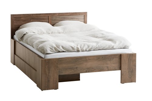 Rama łóżka MANDERUP 160x200 ze spodem żebrowym dąb dziki