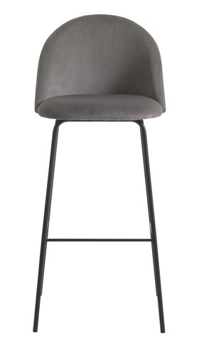 Barová židle GRINDSTED samet šedá/černá