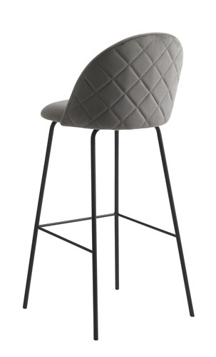 Barová židle GRINDSTED samet šedá/černá