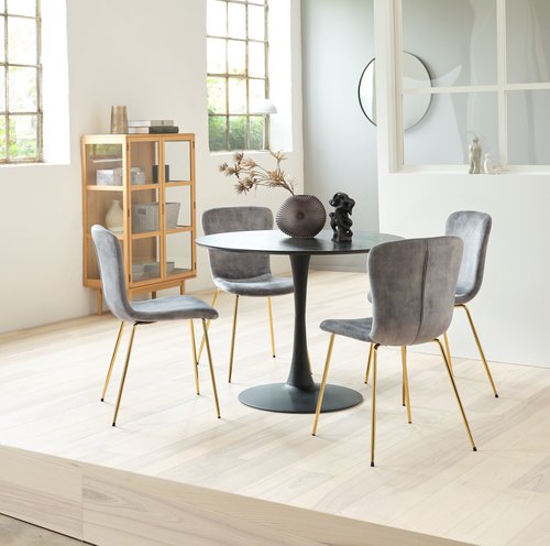 Spisebord RINGSTED Ø100 sort ask