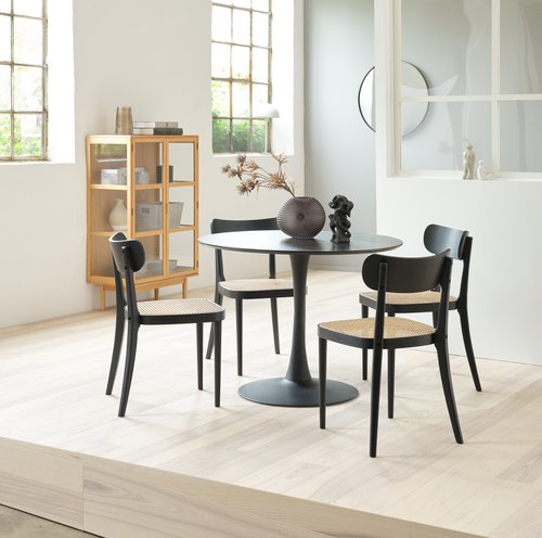 Spisebord RINGSTED Ø100 sort ask