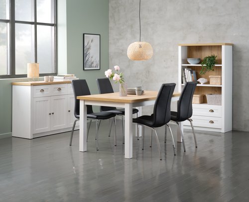 MARKSKEL L150/193 bord + 4 HAVNDAL stole sort