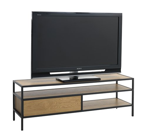 TV-meubel TRAPPEDAL eiken/zwart