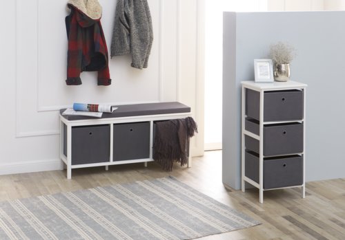 Kommode ODBY 3 Körbe grau/weiß JYSK