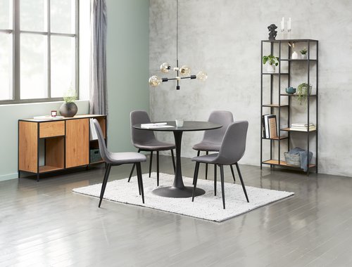 Spisebord RINGSTED Ø100 sort ask