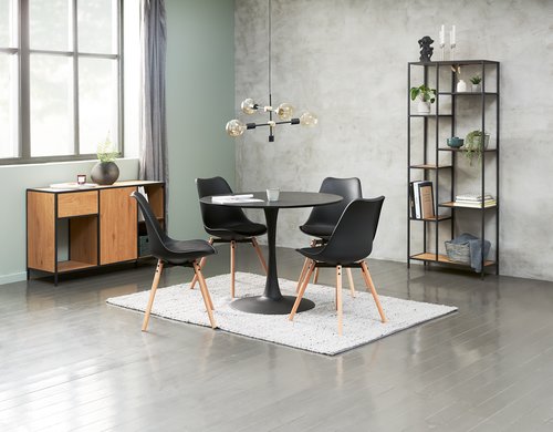 Spisebord RINGSTED Ø100 sort ask