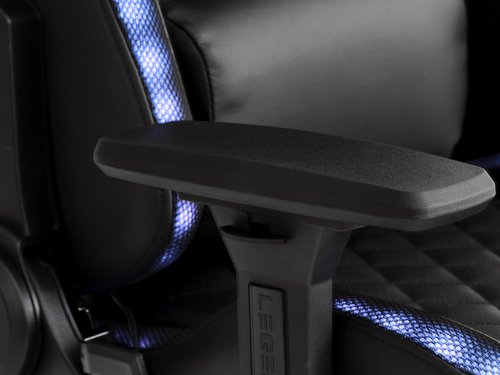 Gejmerska stolica RANUM sa LED crna umjetna koža