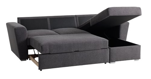 Разтегателен диван с разширение VEJLBY тъмносив текстил