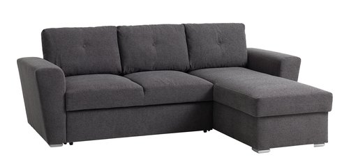 Sofá-cama chaise-longue VEJLBY tecido cinzento escuro