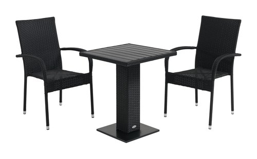 THY L60 bord svart + 2 GUDHJEM stol svart
