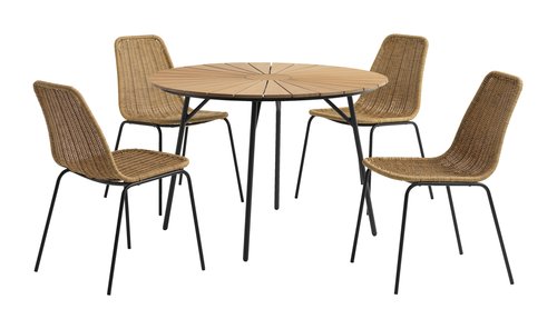 Table RANGSTRUP Ø110 naturel/noir