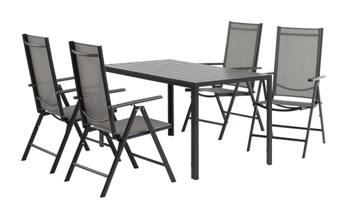 JERSORE D140 stół czarny + 4 MELLBY krzesło czarny