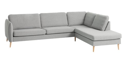Sofa AARHUS open-end højrevendt lysegråt stof