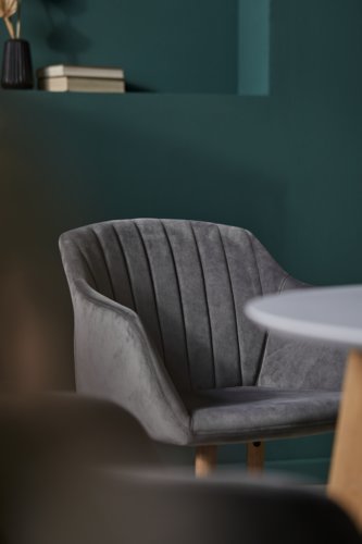 Blagovaonska stolica ADSLEV baršun siva/natur