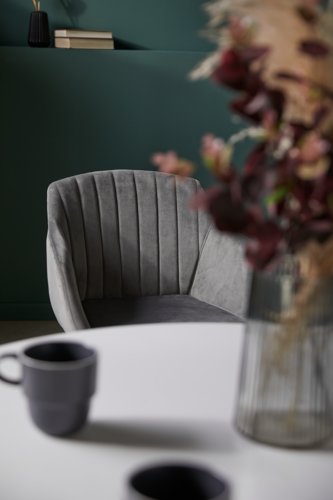 Blagovaonska stolica ADSLEV baršun siva/natur