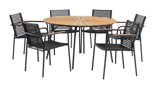 Table de jardin RANGSTRUP Ø130 naturel/noir | JYSK