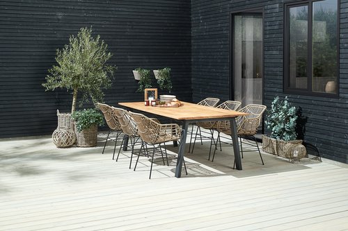 BARSMARK H210 asztal teakfa + 4 ILDERHUSE szék natúr