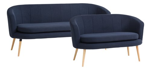 Sofa GISTRUP 2-pers. mørkeblåt stof