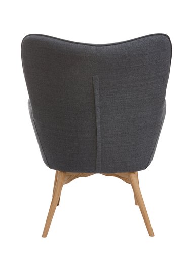 Armchair w/footstool SKALBORG dark grey