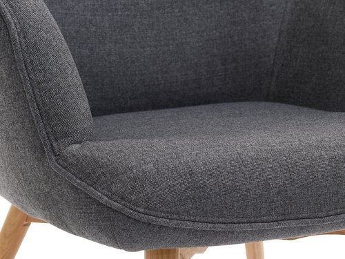 Fotelja s tabureom SKALBORG tamnosiva tkanina/hrast